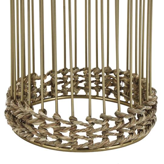 Gold Metal Textured Rounded Dome Planter & Pedestal Base Set